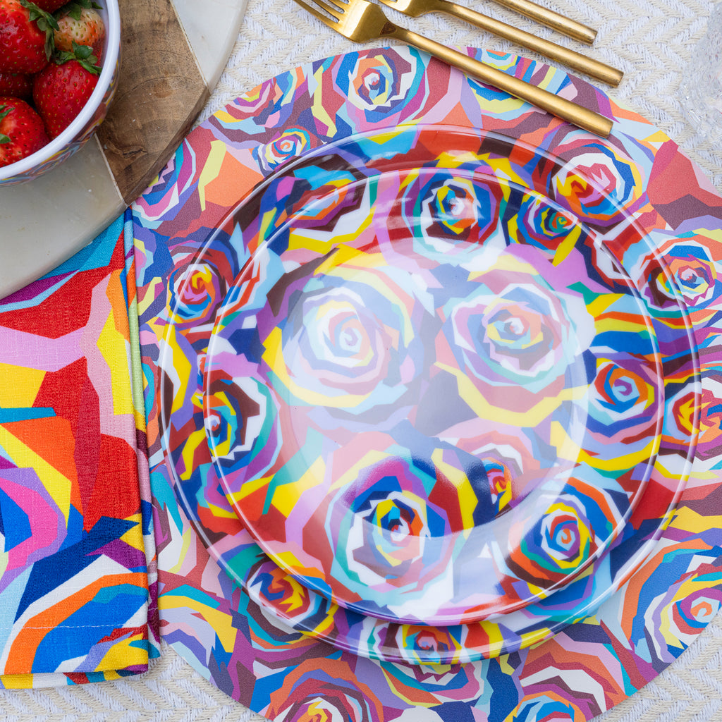 Multicolor Roses Melamine Hostess Set, 20-Piece (Service for 4)