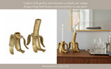 Taper Candleholders Set of 2 - Gold Metal Banana, 5/7 in.