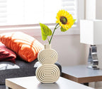 Ridged Double Oval Ceramic Vase