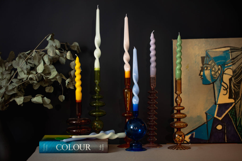 Sage Spiral Taper Candles, Set of 3