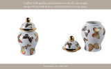 Decorative Jar- White/Black Ceramic Tall Butterflies, 8 in.