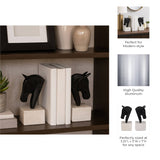 Bookends Set of 2 - White/Black Metal Horse Head, 7 in.