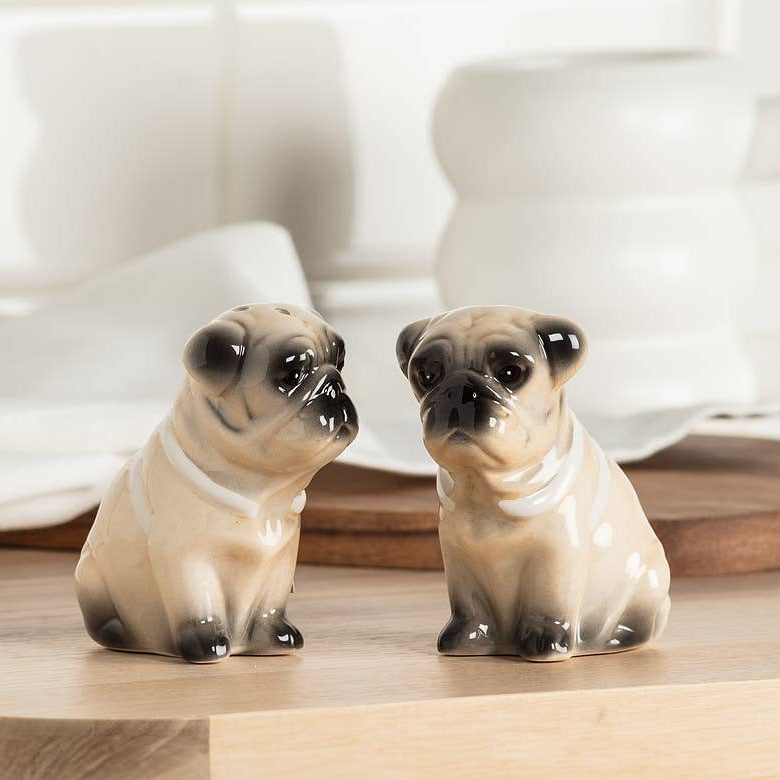 Pug Ceramic Salt & Pepper Shakers