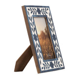 Photo Frame - Blue Resin/Wood Floral Petals, 4x6 in.