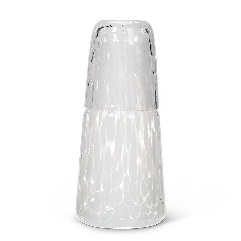 White Glass Bedside Carafe & Glass