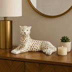 White and Gold Leopard Figurine, Lying