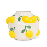 Large Round Vase with Lemons-7"H