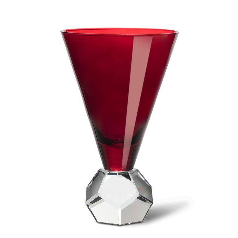 Dark Red Crystal-Base Wine Glass
