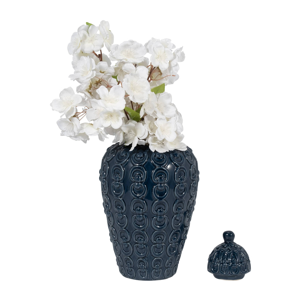 Blue Chain Texture Lidded Jar