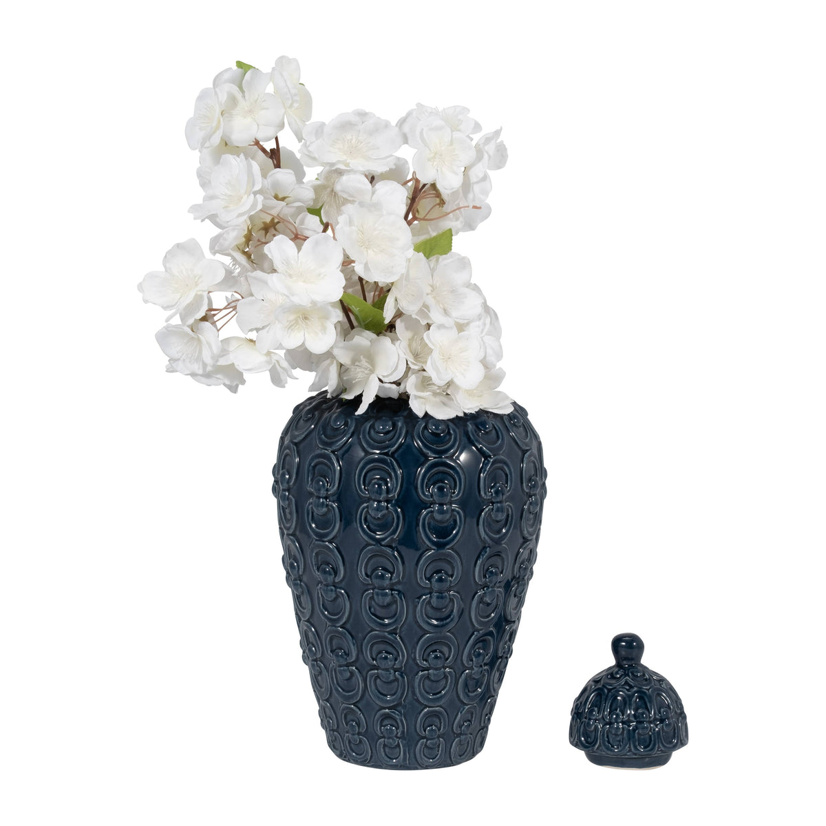 Blue Chain Texture Lidded Jar