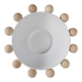 Decorative Bowl - White Wood/Metal Round Large Knobs, 13 in.