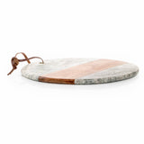 Gray Round Marble & Acacia Wood Charcuterie Board