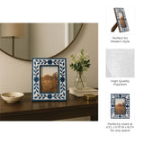 Photo Frame - Blue Resin/Wood Floral Petals, 4x6 in.