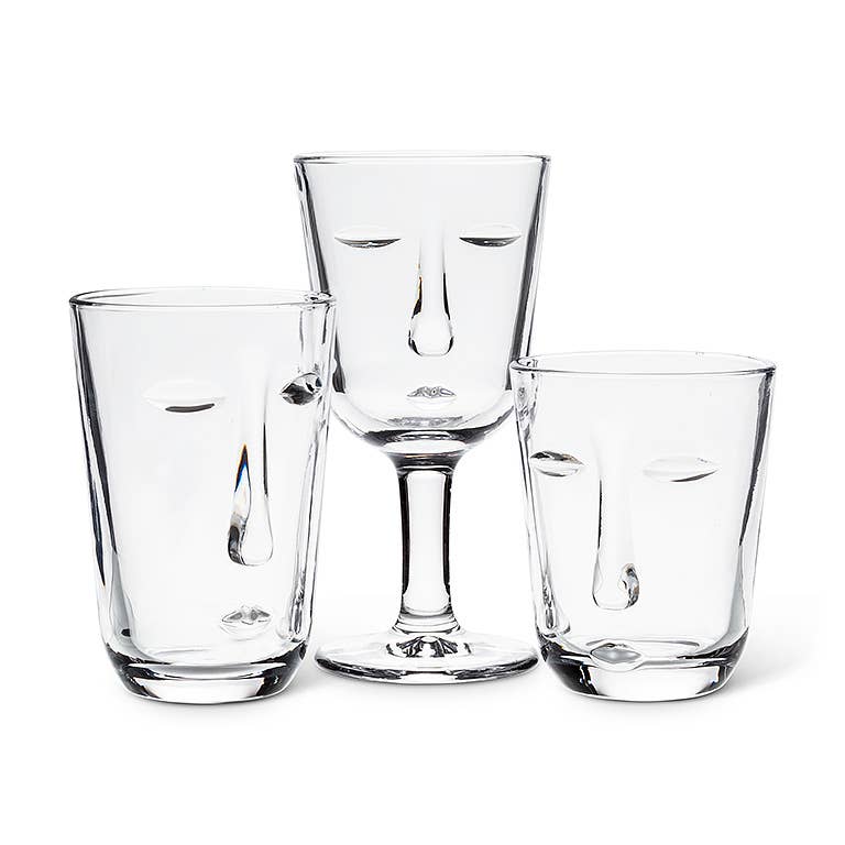 Resting Face Glass Goblets, Set of 2