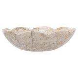 D10x3" Cream Marble Bowl Scalloped Design w/ Gold Detailing
