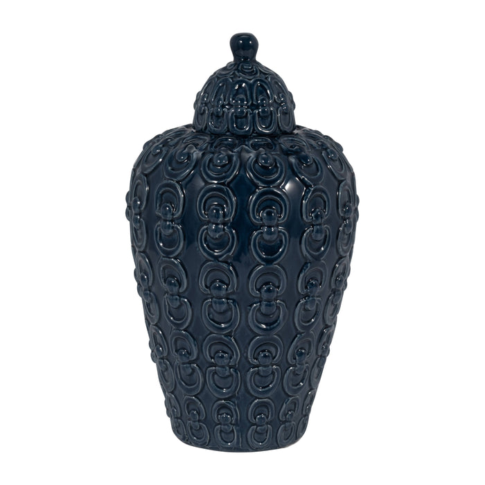 Blue Chain Texture Lidded Jar