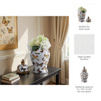 White and Gold Butterfly Lidded Jar, Medium