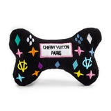 Black Monogram Chewy Vuiton Bone Squeaker Dog Toy: Small / Mini