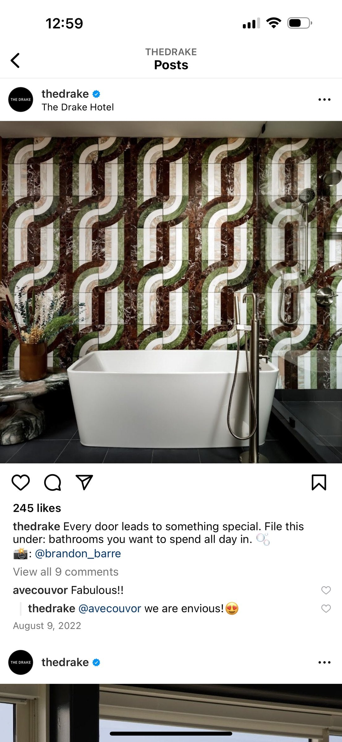Arc tile by Elizabeth Sutton installed at The Drake Hotel Toronto