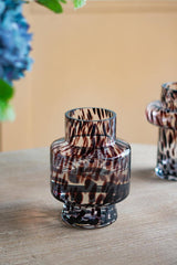 D5.1x8" Clear Glass Accent Vase with Artistic Amber Spots