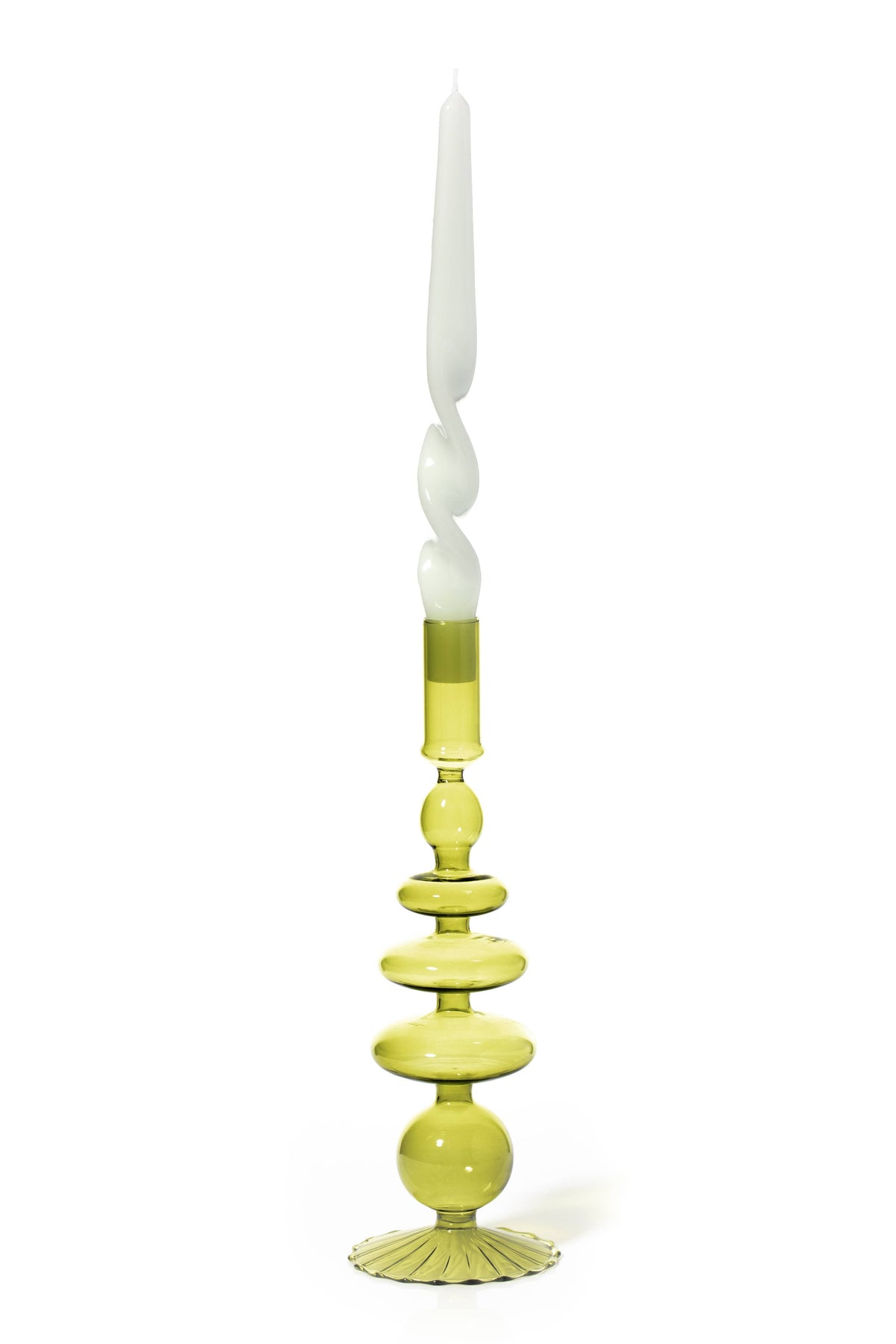Pear Green Colored Glass Taper Holder