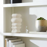 Decorative Vase - White Ceramic Wavy Stacked Ripple, 12 in.