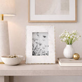 Photo Frame - White Marble Wood Jagged Edges, 4x6 in.