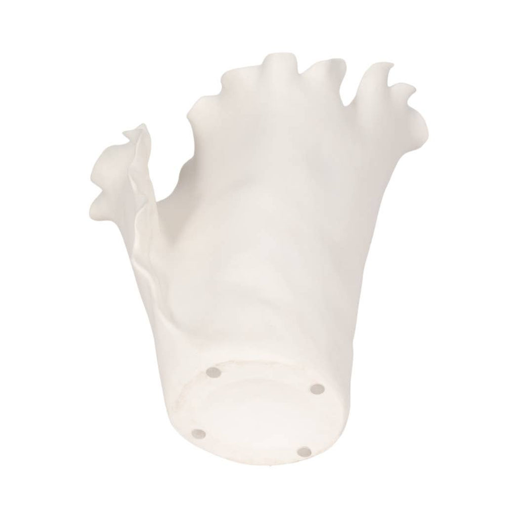 White Ruffled Edge Ceramic Vase, Large