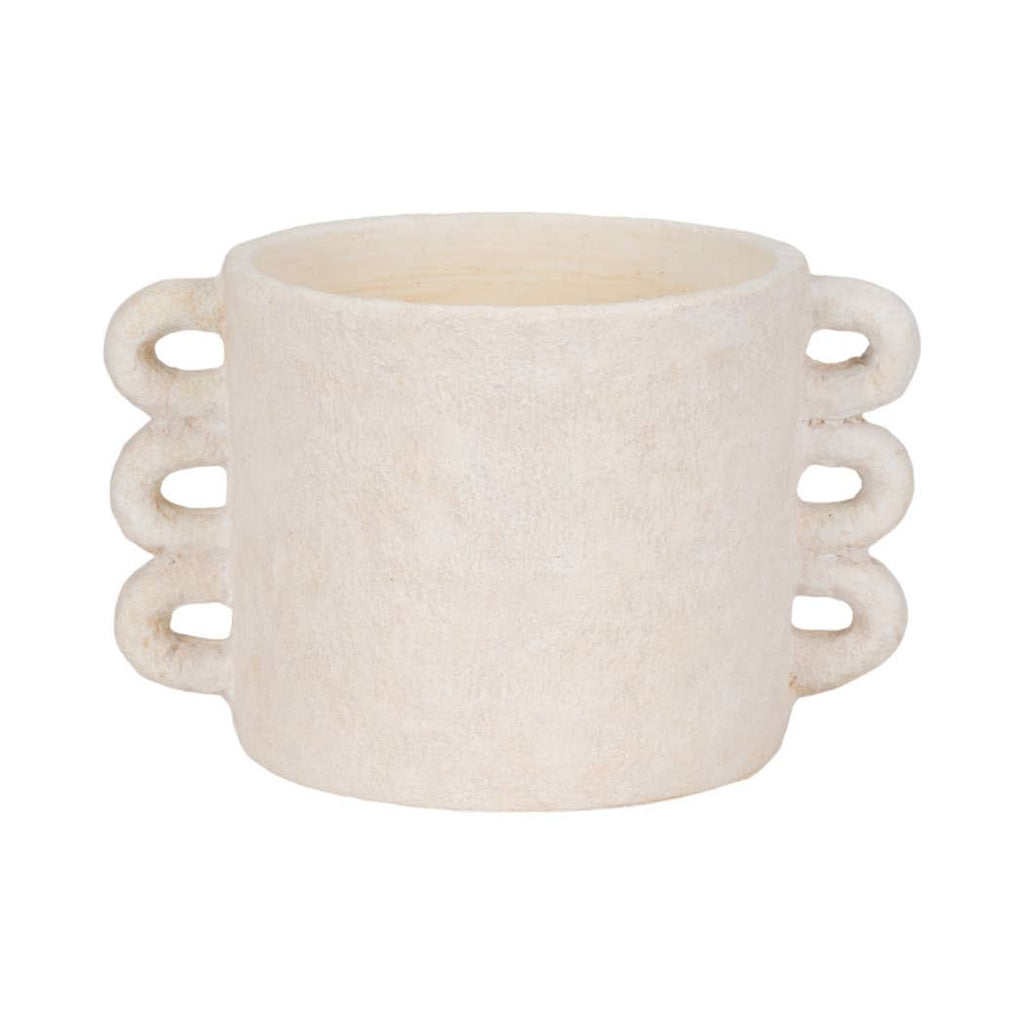 White Arch Handle Round Planter