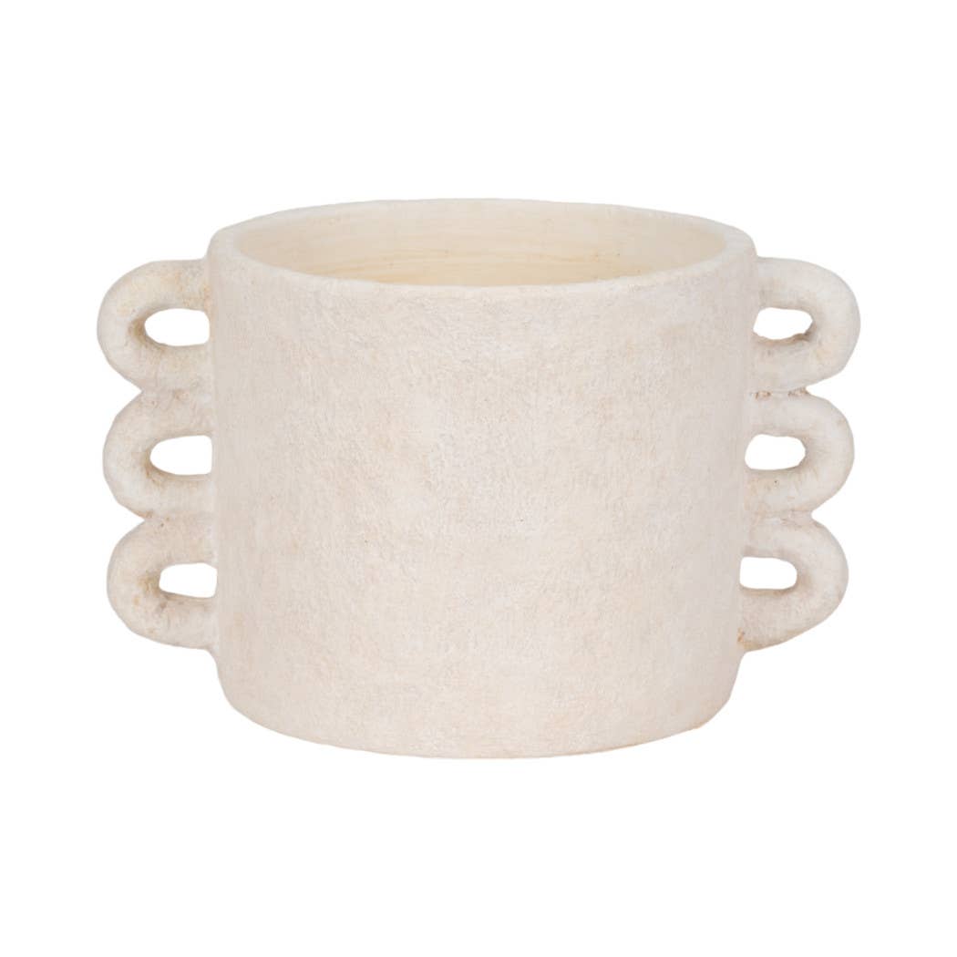 White Arch Handle Round Planter