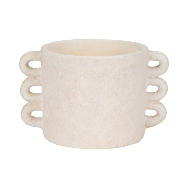 White Arch Handle Round Planter