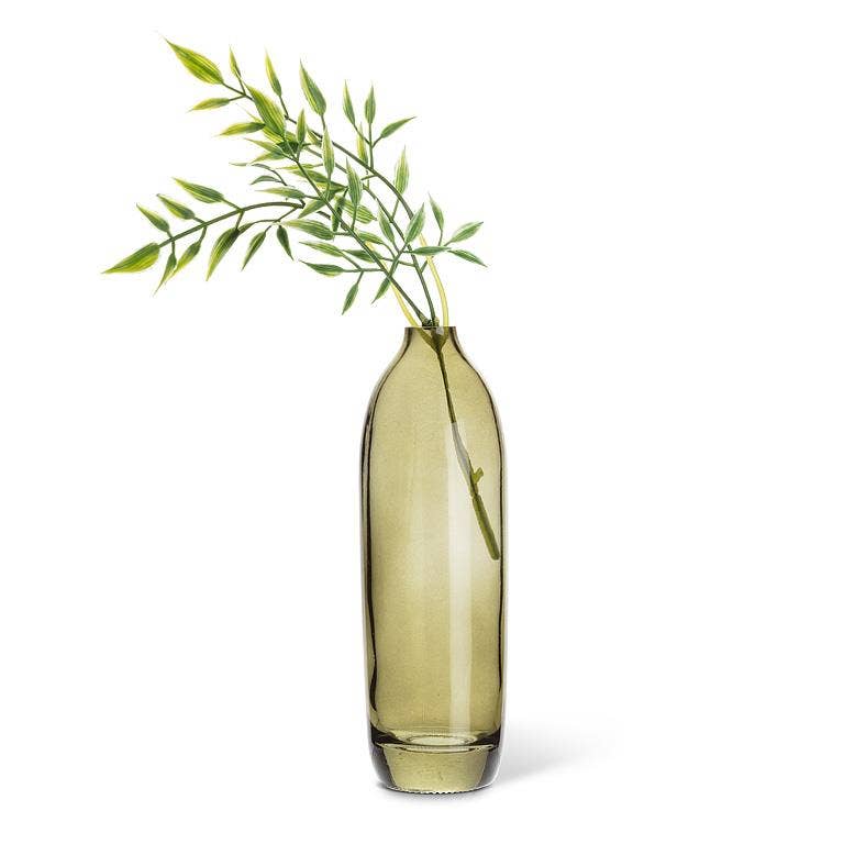 Tall Moss Green Glass Bud Vase