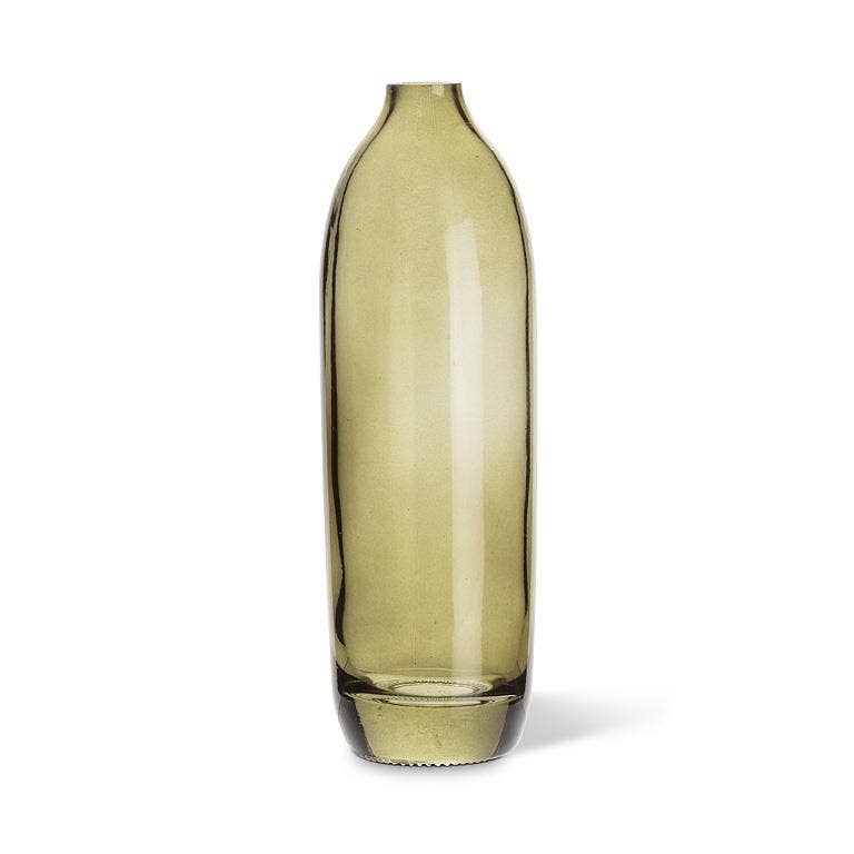 Tall Moss Green Glass Bud Vase