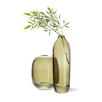 Tall Moss Green Glass Bud Vase