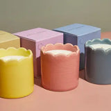 Contemporary Kiln Scalloped Pink Candle - Blackberry & Cedarwood