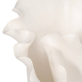 Decorative Vase - White Ceramic Handmade Ruffled Edge, 11 in
