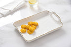 Portofino White and Gold Small Tray with Handles