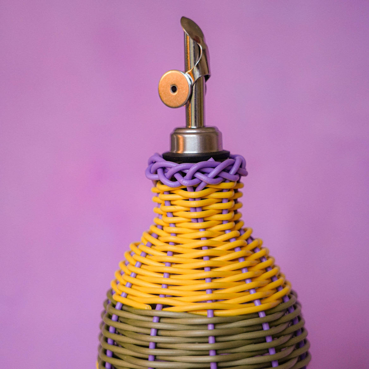 Yellow and Lilac Woven Oil Pourer