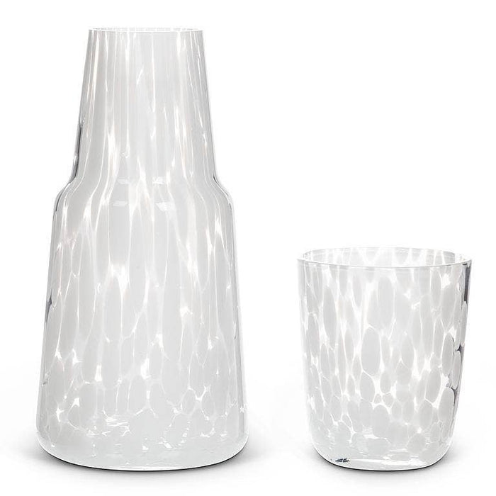White Glass Bedside Carafe & Glass