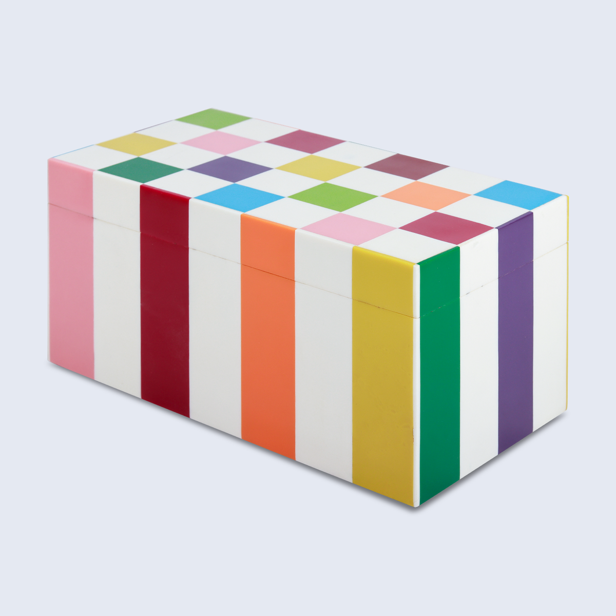 Multicolor Grid Resin Inlay Box
