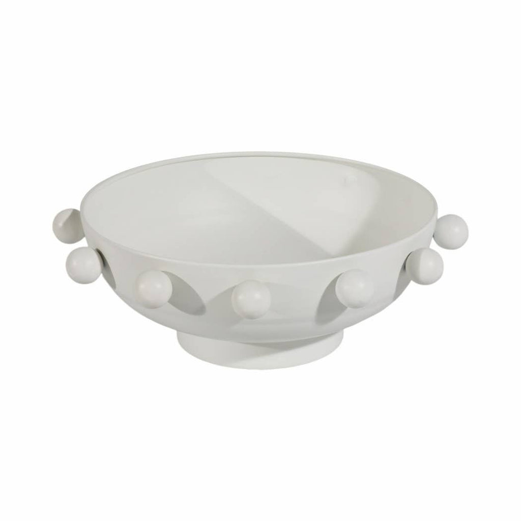 Decorative Bowl - White Iron/Fir Wood Hobnail