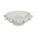 Decorative Bowl - White Iron/Fir Wood Hobnail
