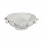 Decorative Bowl - White Iron/Fir Wood Hobnail