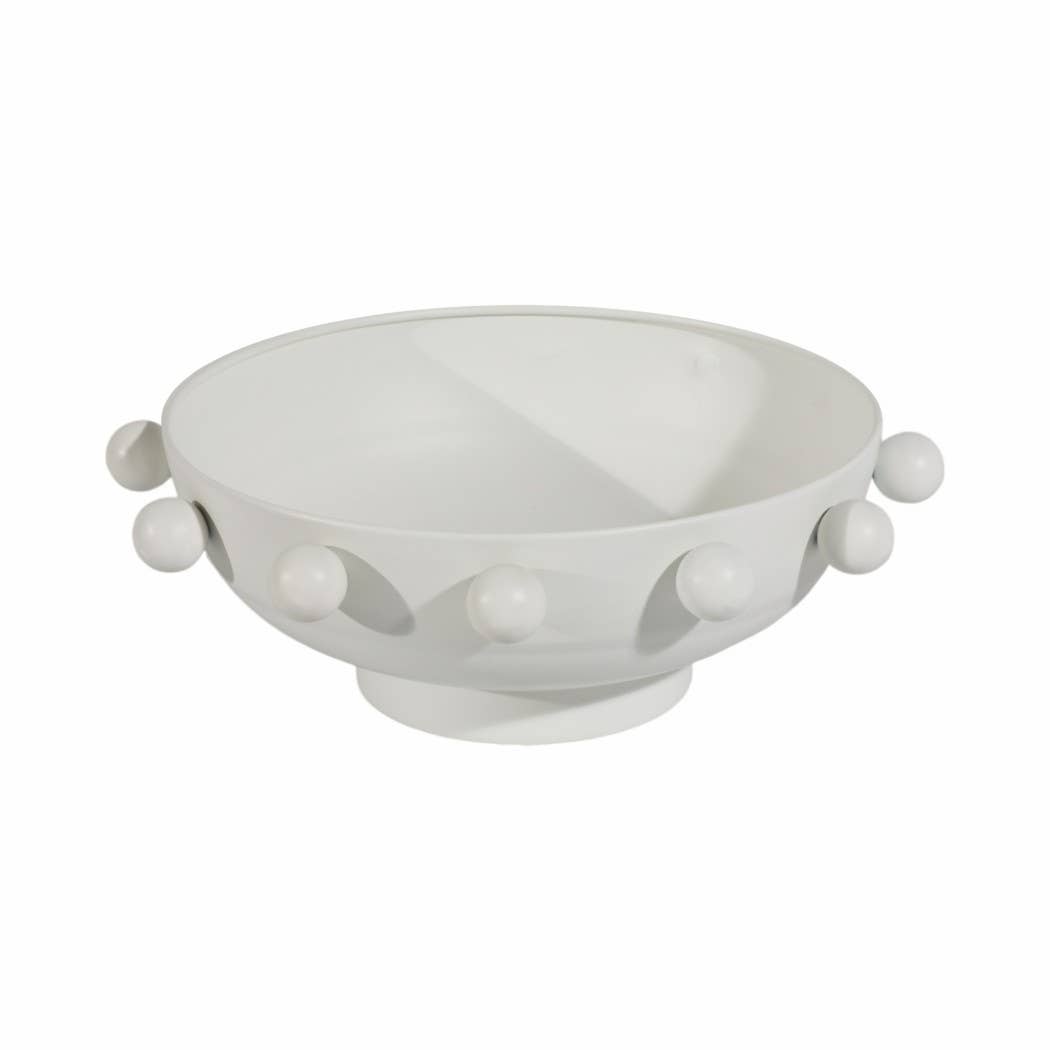 Decorative Bowl - White Iron/Fir Wood Hobnail