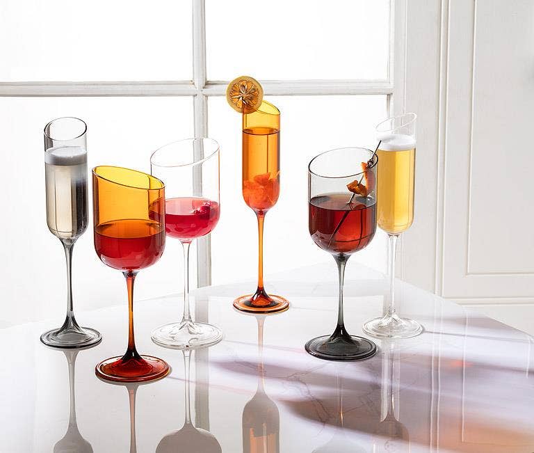 Amber Angle Cut Champagne Flute
