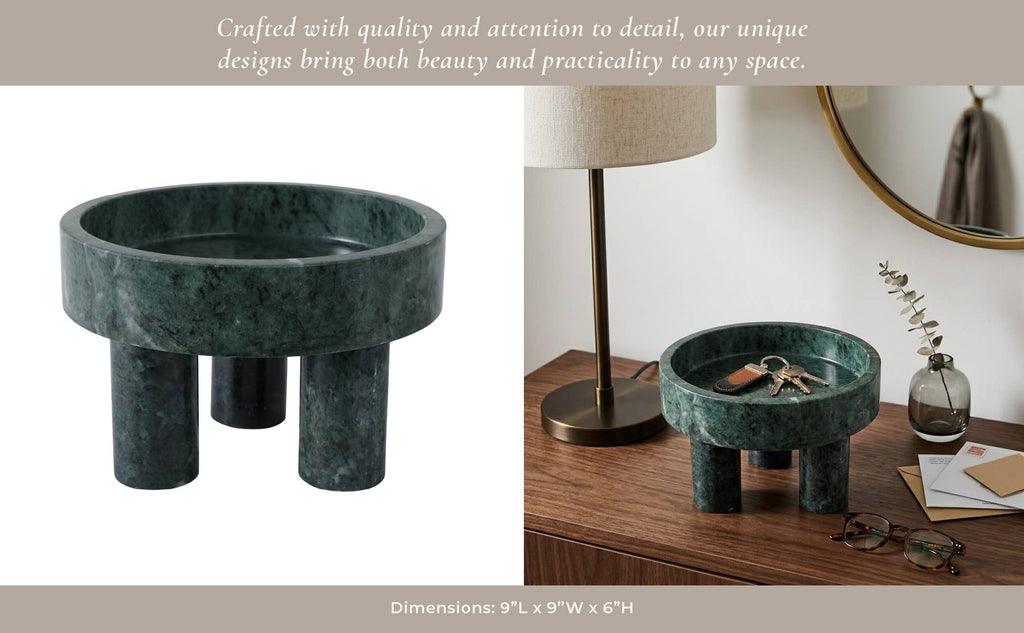 Green Marble Tripod Bowl