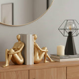 Bookends Set of 2 - Gold Resin Modern Lady Pair, 8 in.