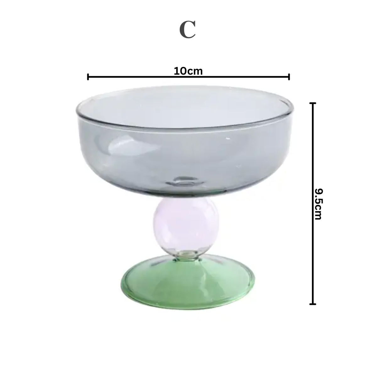 Colorful Two-Tone Glass Dessert Bowl, Amber and Teal