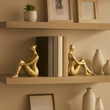 Bookends Set of 2 - Gold Resin Modern Lady Pair, 8 in.