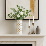 Decorative Vase - White/Gold Ceramic Raised Rectangular,15in